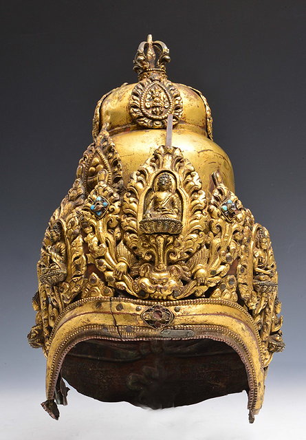 Appraisal: A TIBETAN GILT COPPER AND TURQUOISE INLAID ACHARYAS BUDDHIST TEACHER