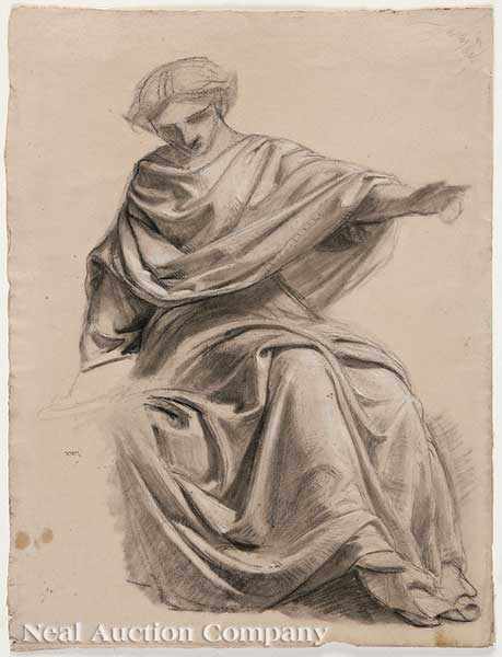 Appraisal: Adolf Hiremy-Hirschl Hungarian - Drapery Study graphite and white chalk