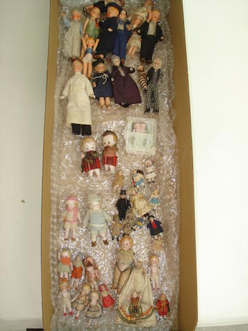 Appraisal: Collection of miniature dolls Including all-bisque pair with painted features