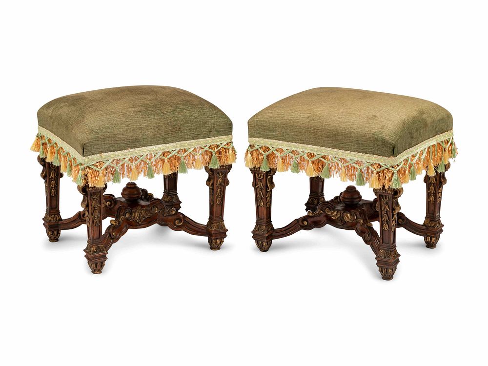 Appraisal: A Pair of Louis XIV Style Carved and Parcel Gilt