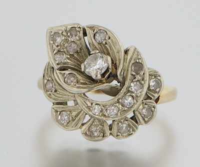 Appraisal: A Retro Diamond Ring k yellow and white gold ring