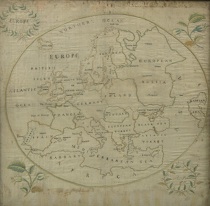 Appraisal: An Embroidered Map by A Pinnion ca An embroidered silk