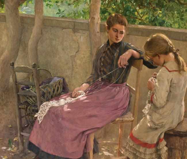 Appraisal: CARL ERNST VON STETTEN German b ''The Elder Sister'' oil