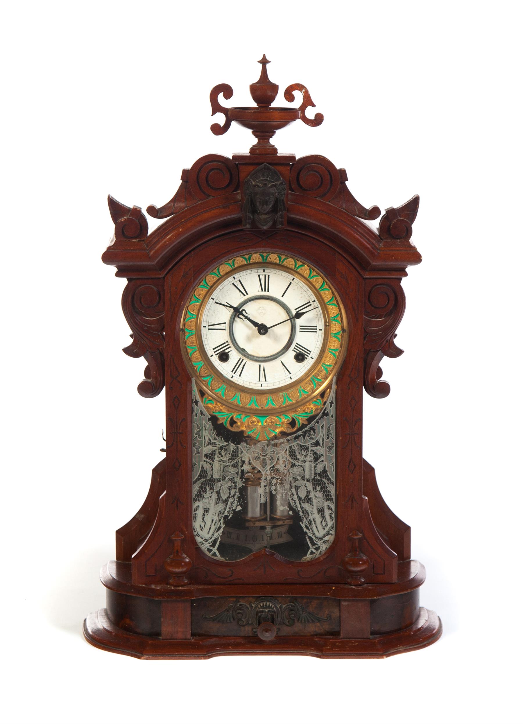 Appraisal: WALNUT VICTORIAN MONARCH PARLOR SHELF CLOCK BY ANSONIA American th