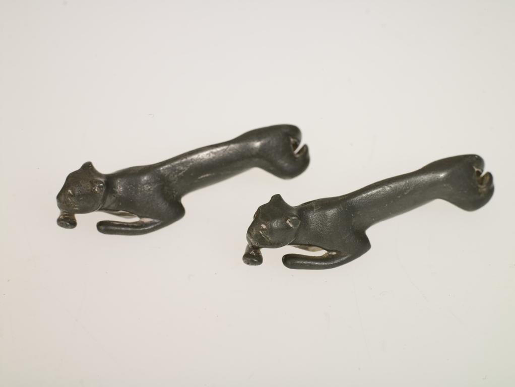 Appraisal: UNUSUAL PAIR OF KAYSERZIN PEWTER KNIFE RESTS c modelled as