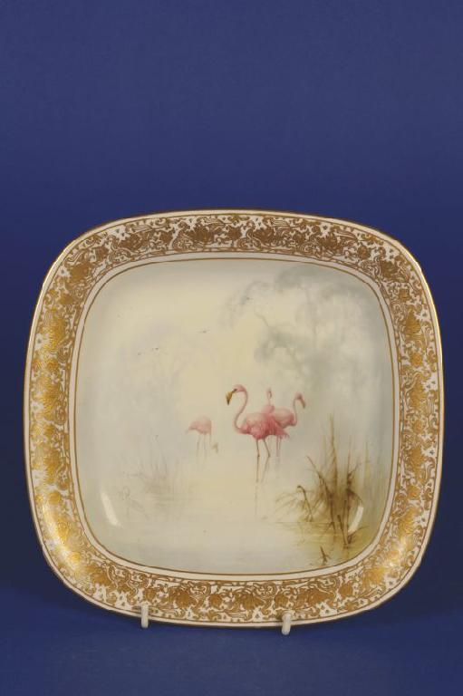 Appraisal: A ROYAL WORCESTER DESSERT STAND painted with flamingos in a