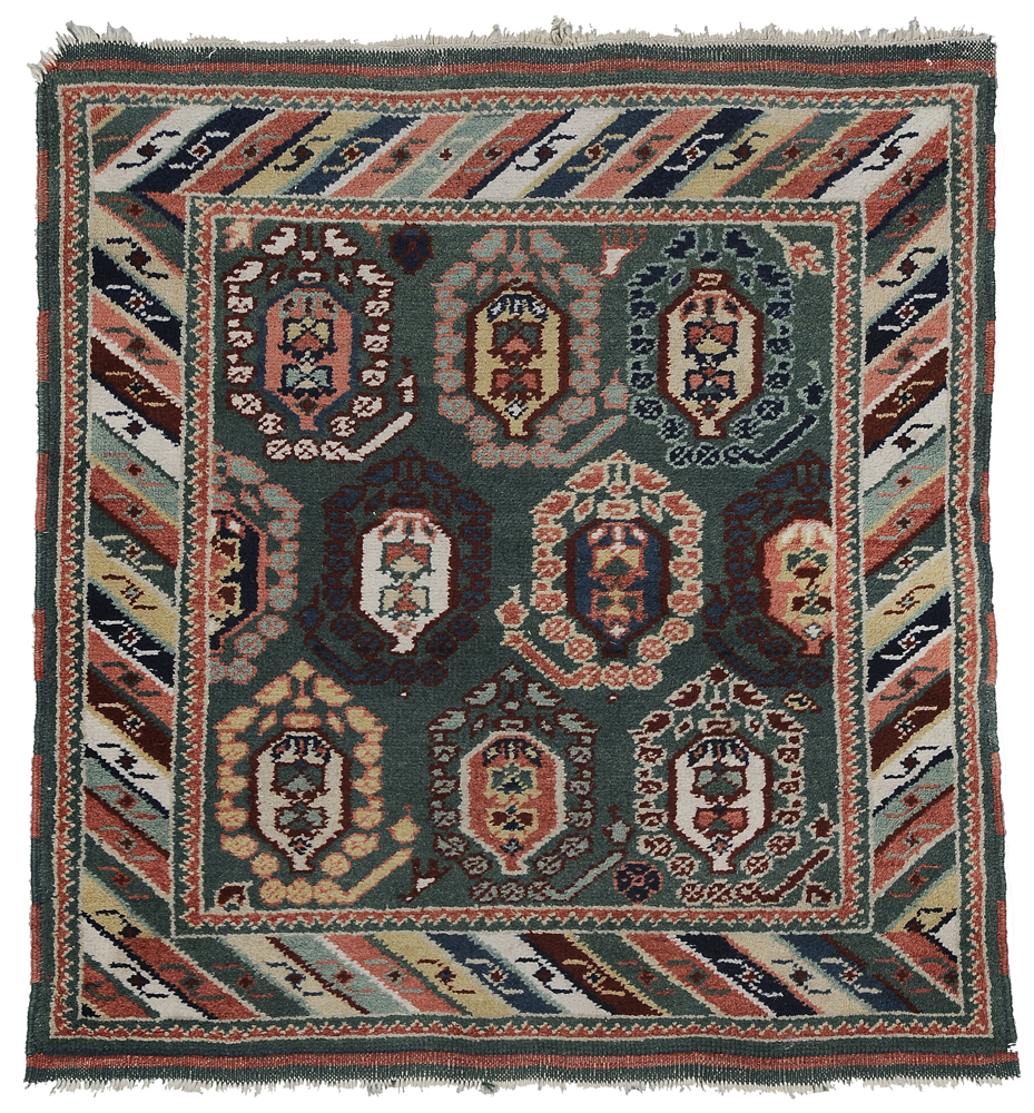 Appraisal: Hand-Woven Mat Persian th century rows of guls on green