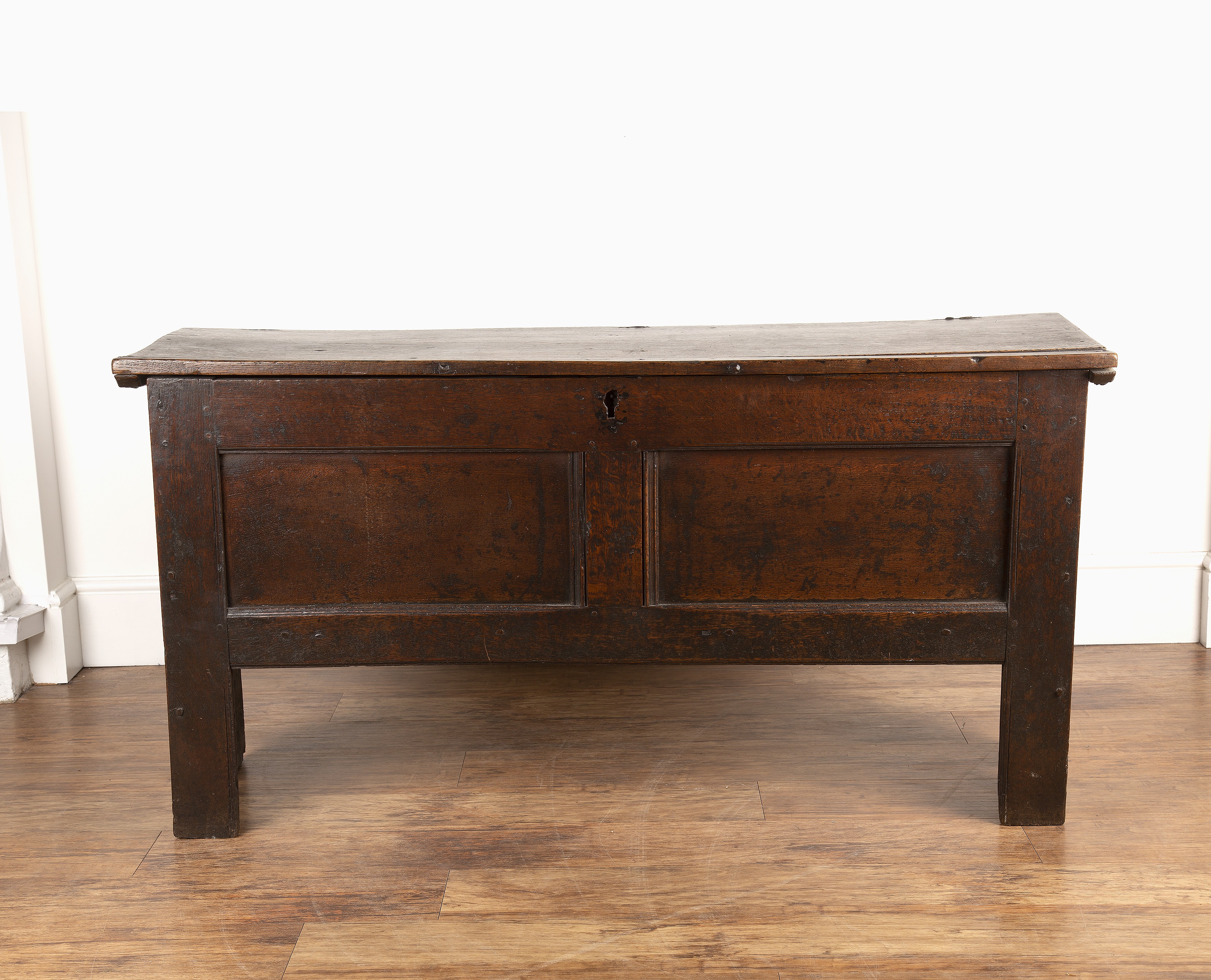 Appraisal: Oak cofferlate th Century with a plain double panel front