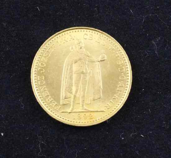 Appraisal: A Hungarian gold Korona Estimate - FURTHER IMAGES ALREADY AVAILABLE