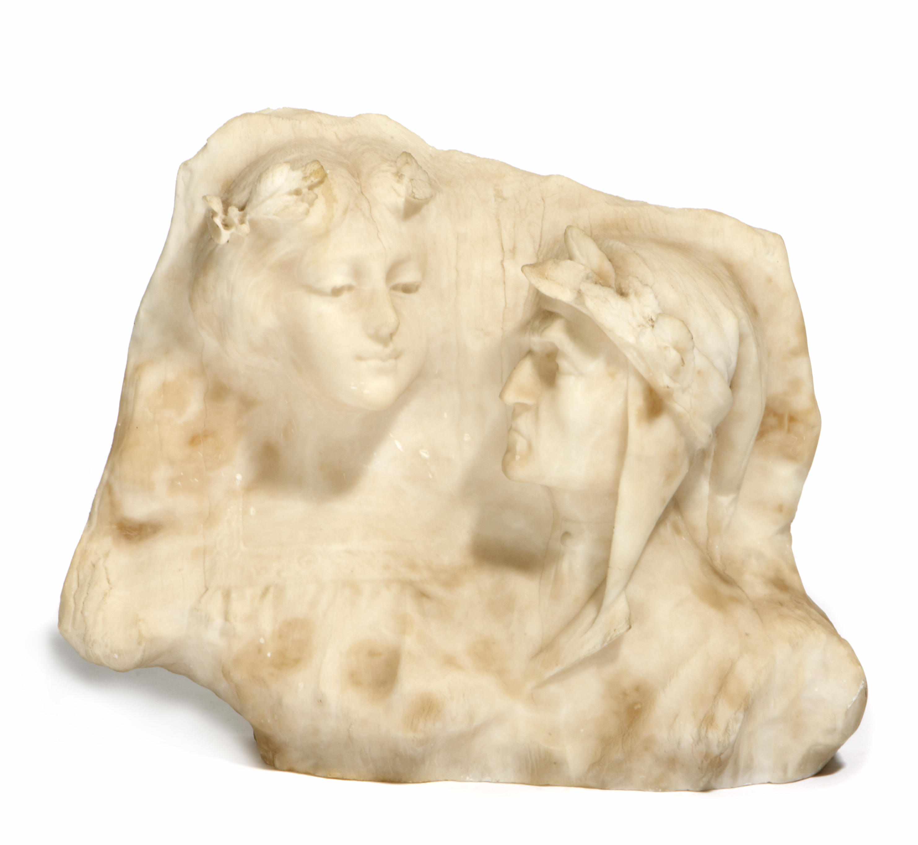 Appraisal: An Italian alabaster sculpture of Dante and Beatrix early th