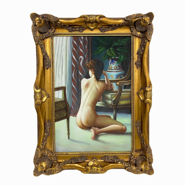 Appraisal: Nude Portrait on Canvas Nude Portrait on Canvas Signed lower