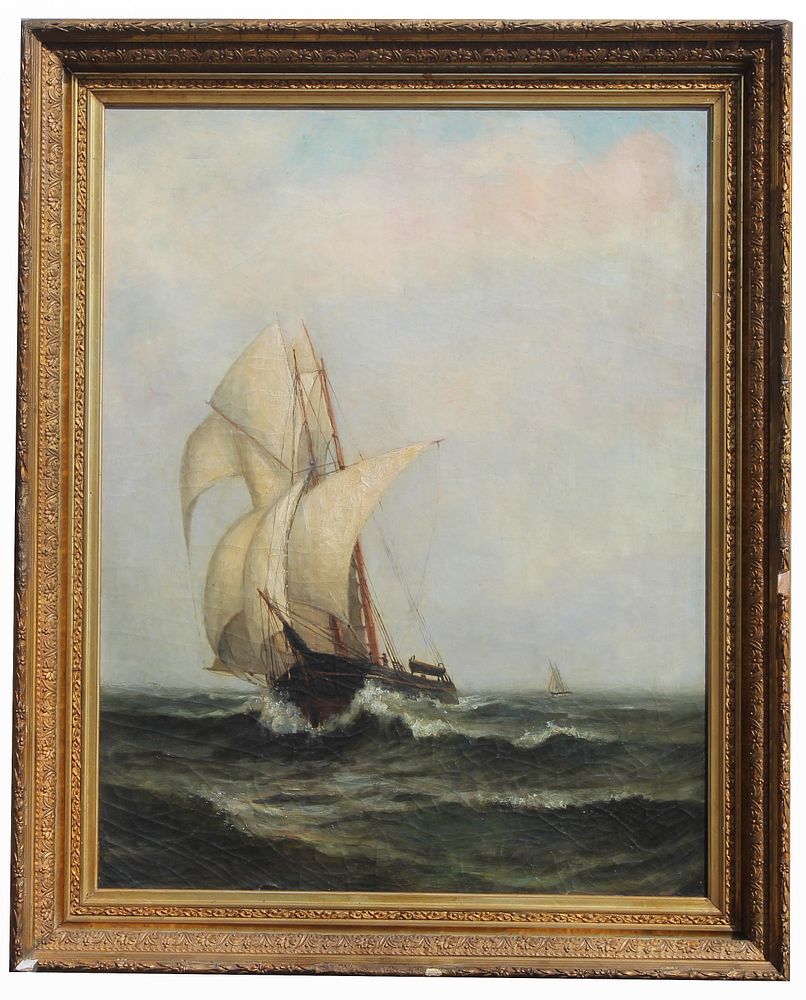 Appraisal: Framed th C Nautical Painting Framed th C Nautical Painting