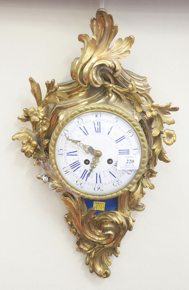 Appraisal: Louis XV Style French Wall Clock brass with porcelain dial