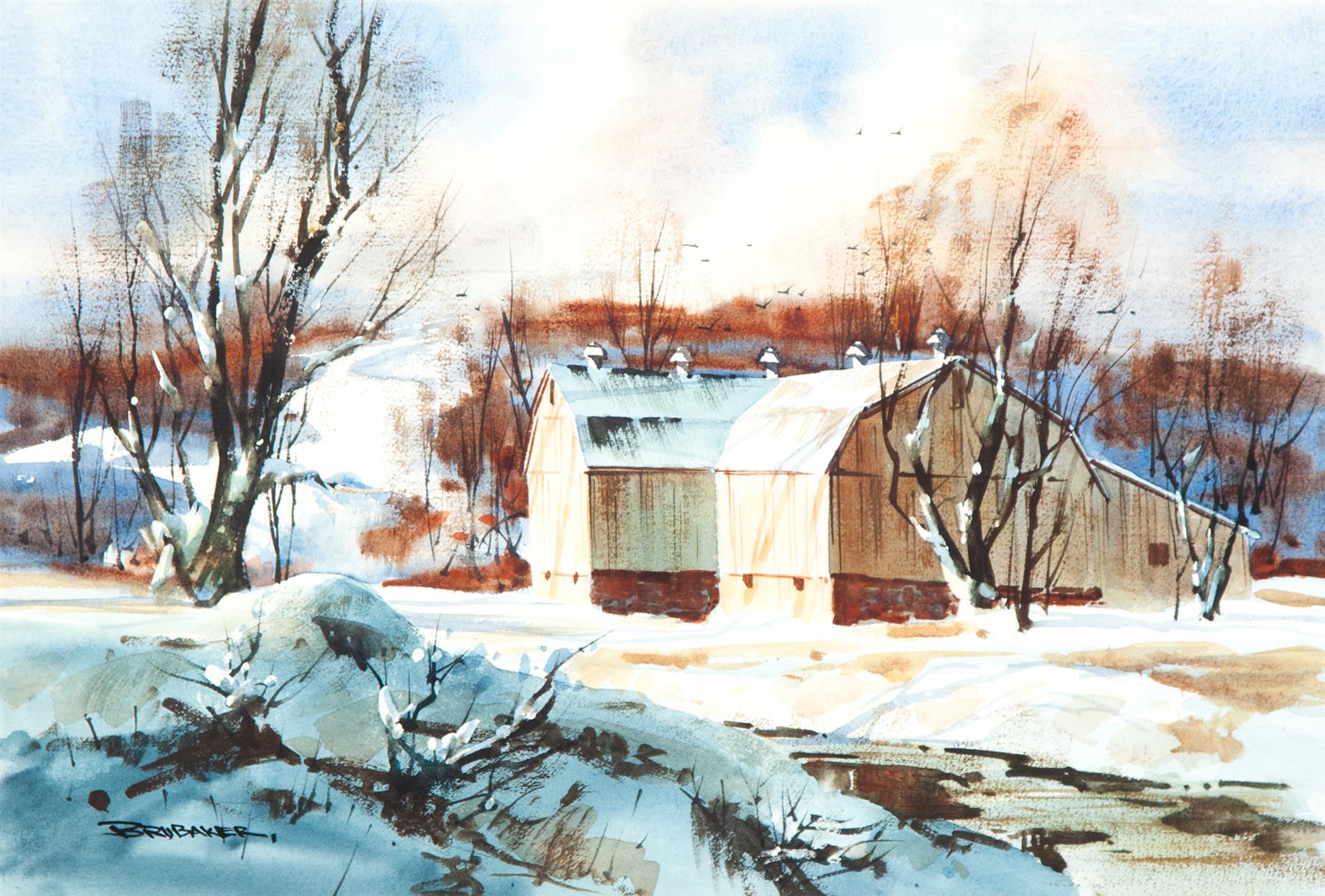 Appraisal: WINTER LANDSCAPE BY ROBERT BRUBAKER OHIO - Watercolor on paper