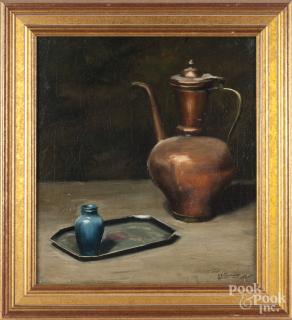 Appraisal: John E Berninger American - oil on canvas still life