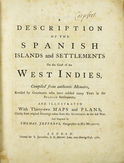 Appraisal: vol Jefferys Thomas A Description of The Spanish Islands and