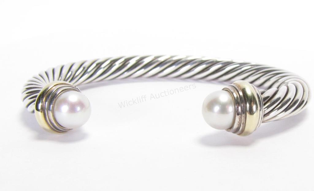 Appraisal: A David Yurman sterling silver mm cable cuff bracelet with