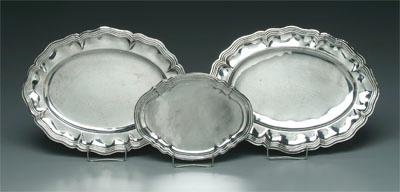 Appraisal: Three Italian silver trays oval Chippendale style two marked quot