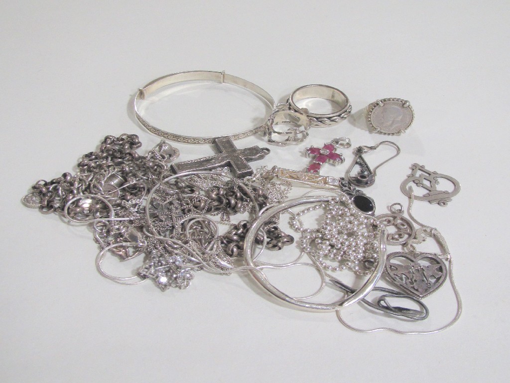 Appraisal: Lot of silver pieces to include neckchains earrings pendants etc