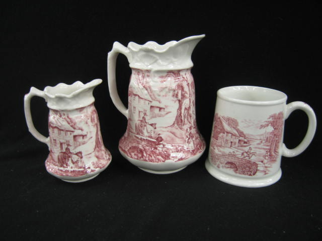 Appraisal: Pcs Red Decorated Ironstone pitchers a mug