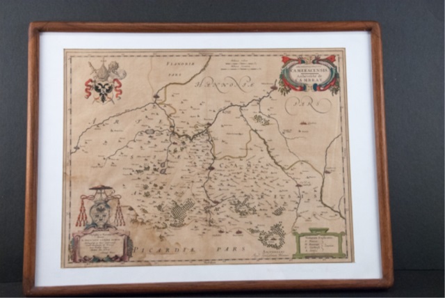 Appraisal: Willem Johannes Blaeu Hand Colored Map of France Archiepiscopatus Cameroncensis