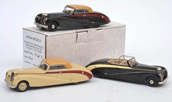 Appraisal: THREE KENNA MODELS ENGLAND SCALE MODELS INCLUDING DAIMLER CREAM EDITION