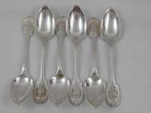 Appraisal: Six crested German standard silver tea spoons by Gutruf