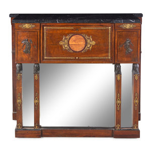 Appraisal: An Empire Style Gilt and Patinated Bronze Mounted Mahogany Marble-Top