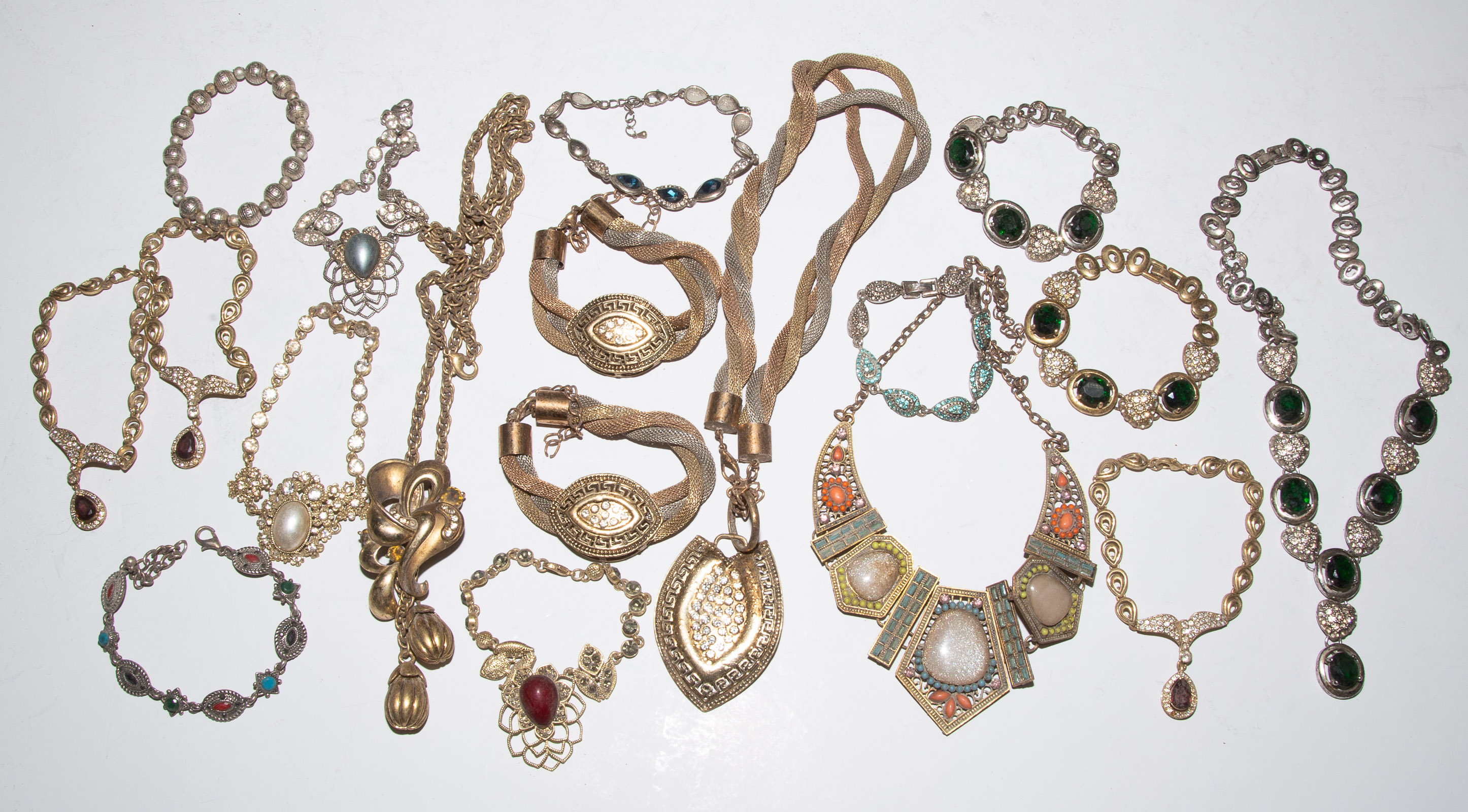 Appraisal: GROUP OF ORIENTAL STYLE GOLD TONED JEWELRY Includes bracelets necklaces