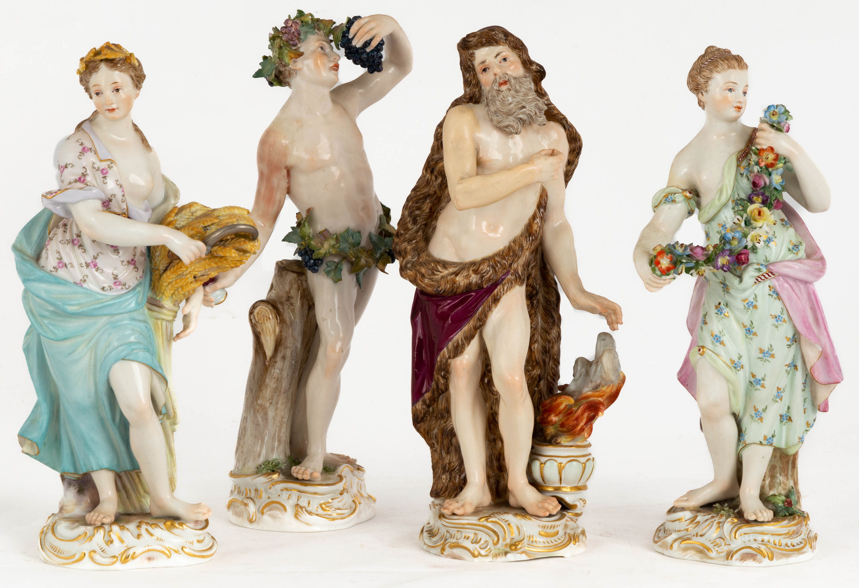 Appraisal: MEISSEN FIGURES OF THE FOUR SEASONS th century marked with