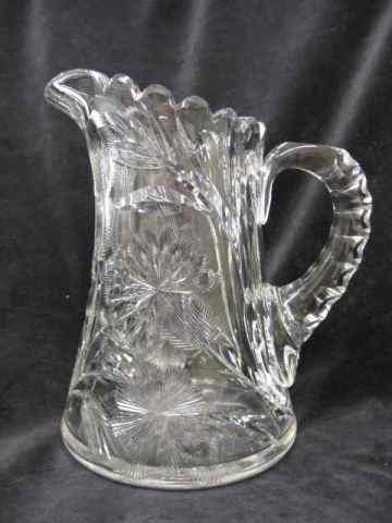 Appraisal: Libbey Cut Glass Pitcher thistle floral '' tall signed brilliant