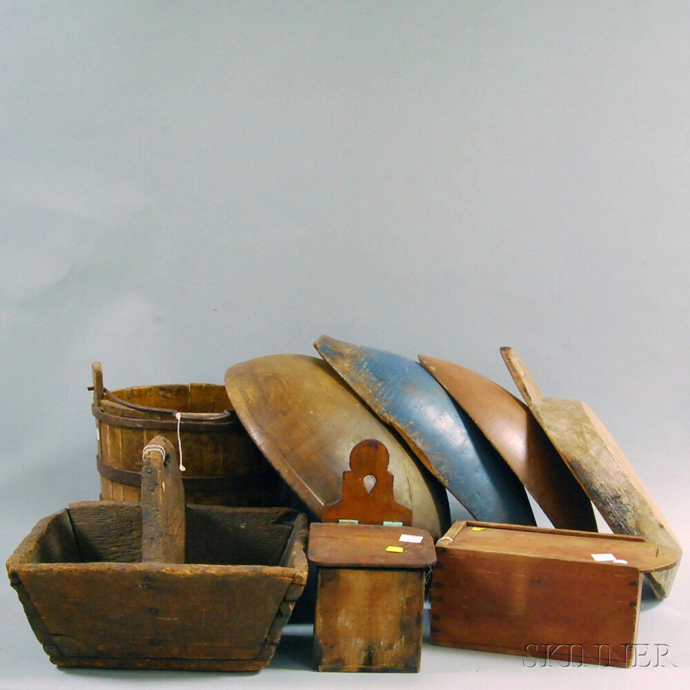 Appraisal: Group of Wooden Items th and th century a red-stained