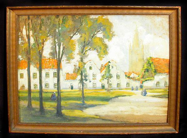 Appraisal: Dutch School A village scene with figures in the foreground