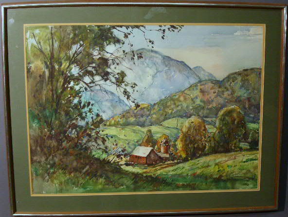 Appraisal: Watercolor landscape painting signed Lester Stevens N A x