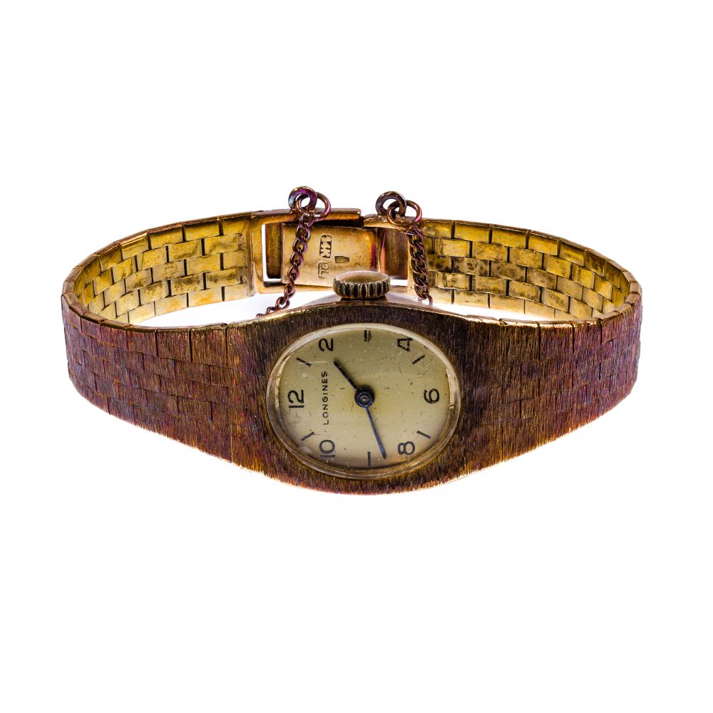 Appraisal: LONGINES K YELLOW GOLD CASE AND BAND WRISTWATCHHaving serial on