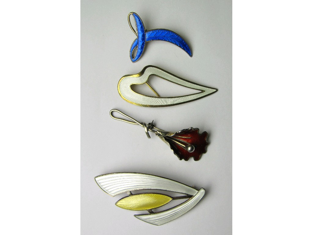 Appraisal: Four Norwegian silver and enamel brooches