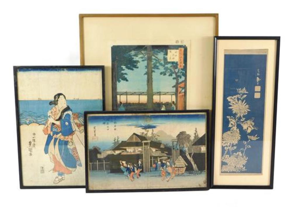 Appraisal: ASIAN Four framed Japanese woodblock prints all signed in plate