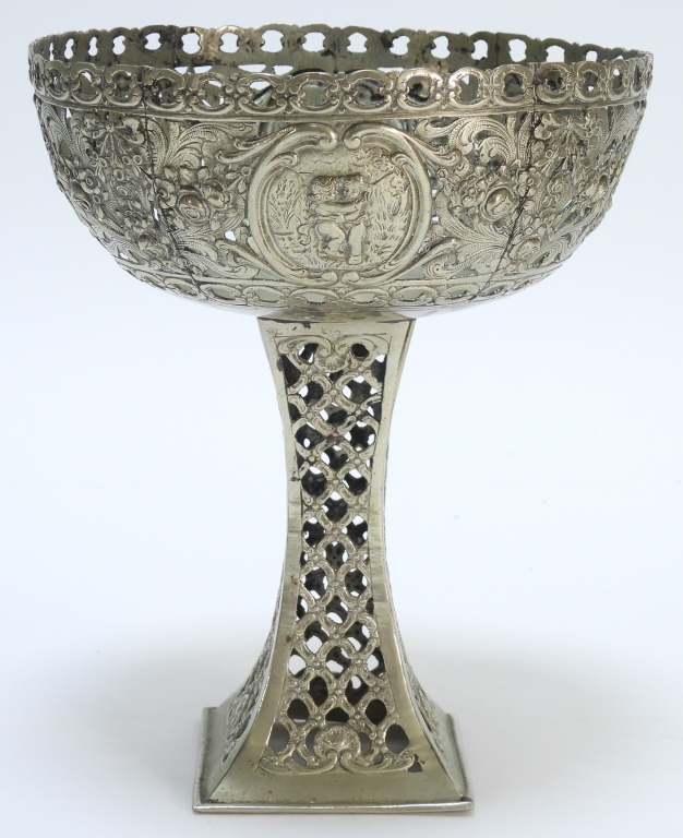 Appraisal: CONTINENTAL SILVER GERMAN TAZZA Germany Late th- Early th CenturyReticulated