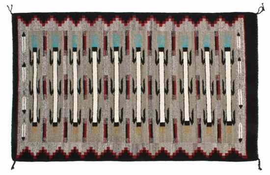 Appraisal: A Turquoise Navajo Rug having black red turquoise brown and