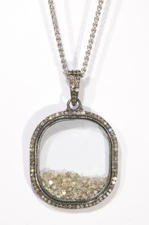 Appraisal: Diamond rock crystal and sterling silver pendant-necklace featuring a cushion