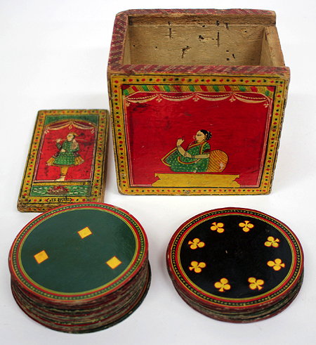 Appraisal: AN OLD SET OF INDIAN CIRCULAR PLAYING CARDS in a