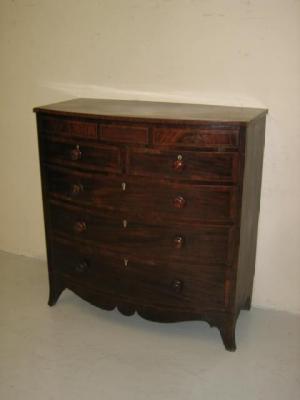 Appraisal: A MAHOGANY CHEST early th century of bowed form with