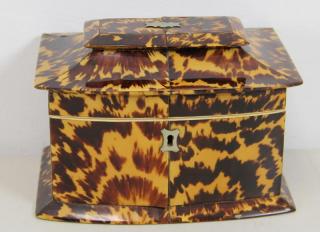 Appraisal: th Century English Tortoise Shell Tea Caddy Nice original patina