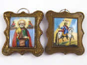 Appraisal: Two similar late th century small Russian enamel icons each