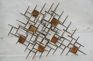 Appraisal: Signed PIERRE Brutalist Nail Wall Sculpture Weld Signed PIERRE Brutalist