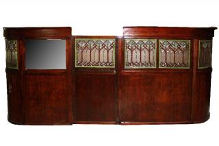 Appraisal: Brunswick mahogany stained leaded glass room divider Brunswick mahogany and