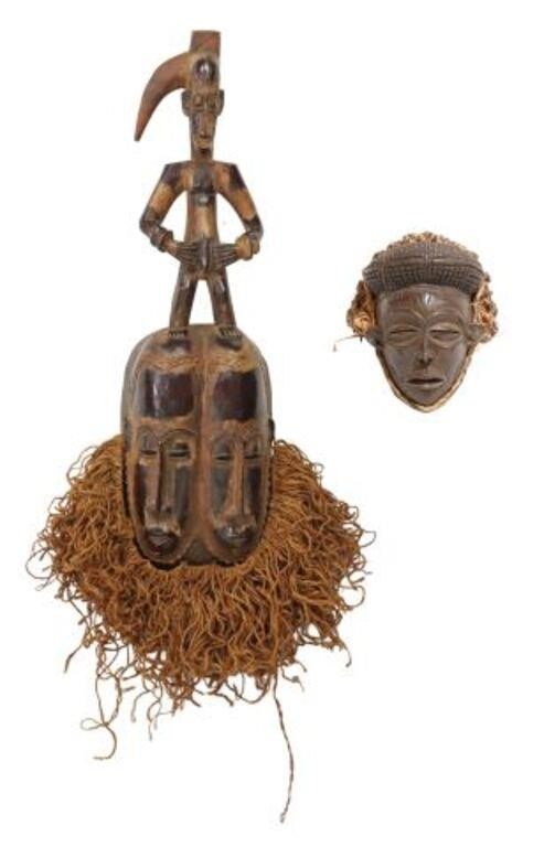 Appraisal: lot of African tribal carved wood masks including small carved