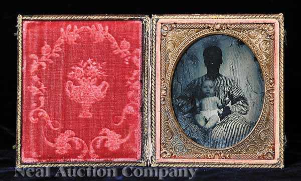 Appraisal: Cased Image a sixth plate ambrotype of a mammy with