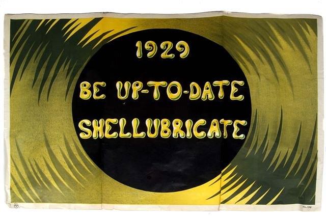 Appraisal: SHELL - Original Advertising poster for lubrication products chromo-lithograph on