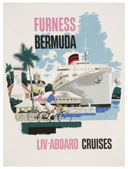 Appraisal: HILL BernFURNESS BERMUDA LIV-ABROAD CRUISES Silkscreen in colors c condition